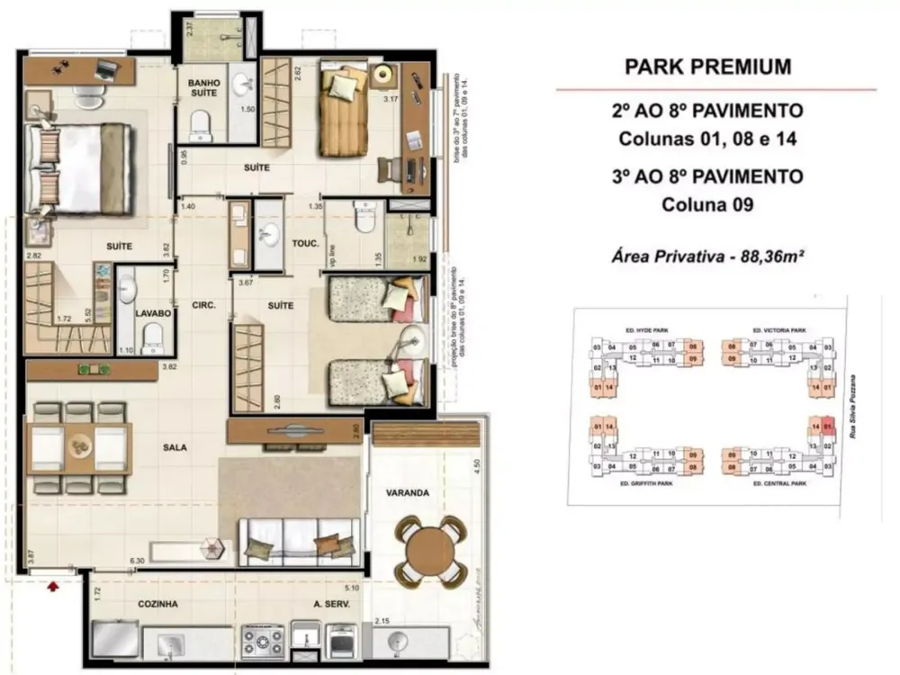 Apartamento, 3 quartos, 88 m² - Foto 3
