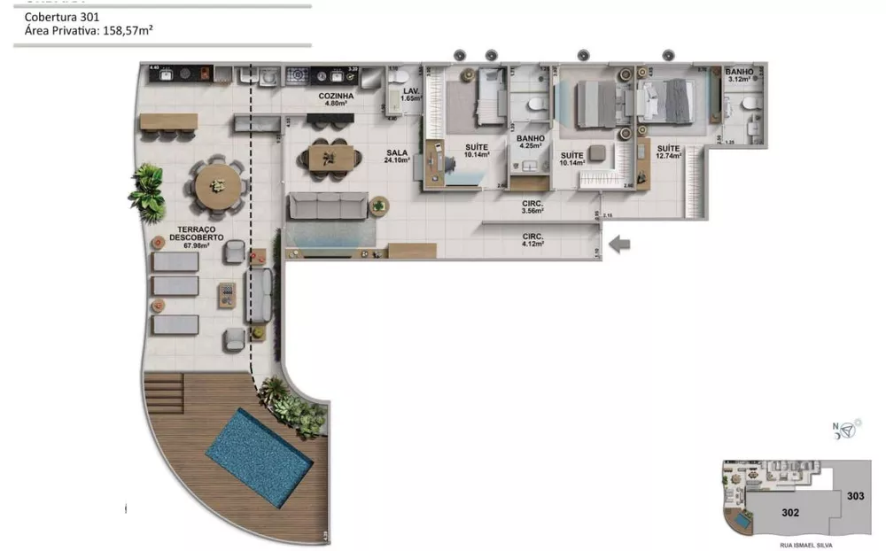 Cobertura, 3 quartos, 158 m² - Foto 10