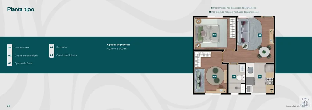 Apartamento, 2 quartos, 40 m² - Foto 1