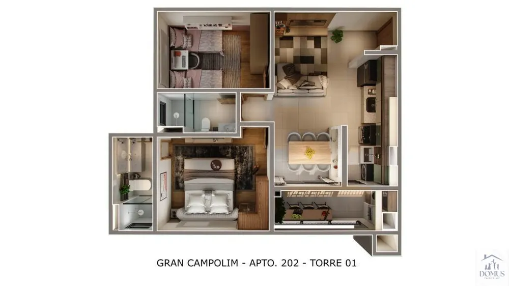 Apartamento, 2 quartos, 53 m² - Foto 2