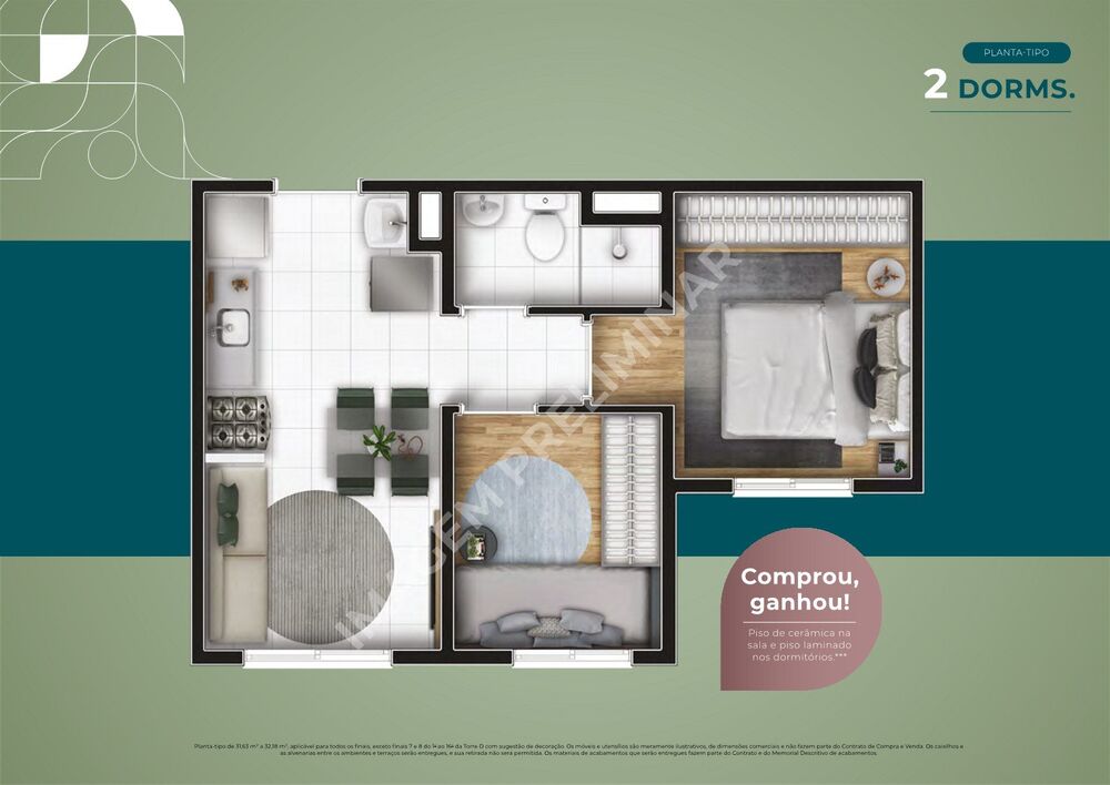 Apartamento, 2 quartos, 32 m² - Foto 8