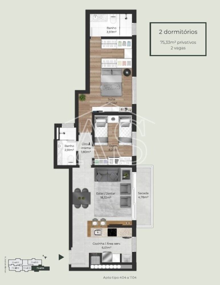 Apartamento, 2 quartos, 75 m² - Foto 7