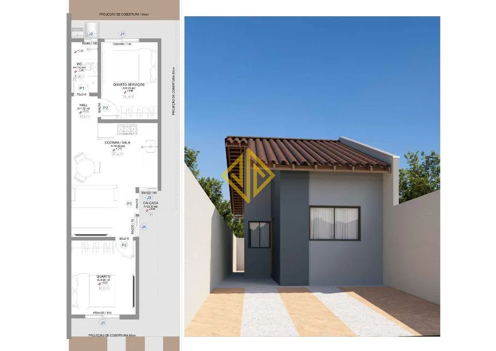 Casa, 2 quartos, 45 m² - Foto 1