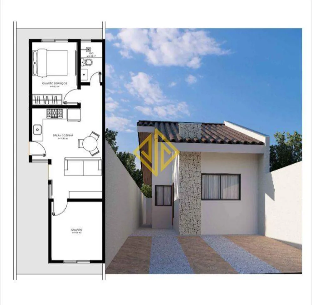 Casa, 2 quartos, 45 m² - Foto 1