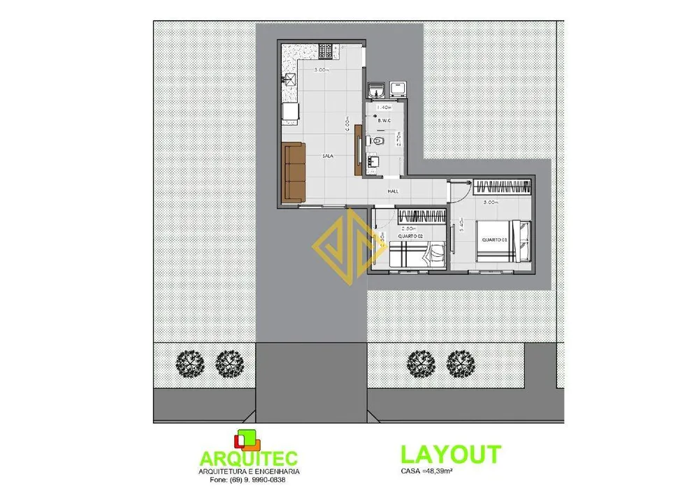 Casa, 2 quartos, 48 m² - Foto 3