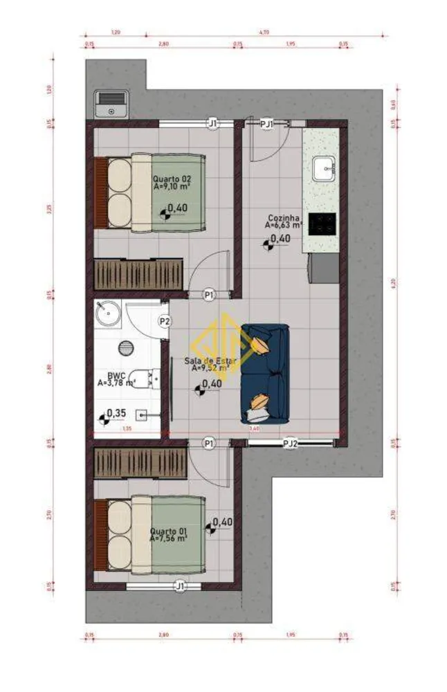 Casa, 2 quartos, 43 m² - Foto 3