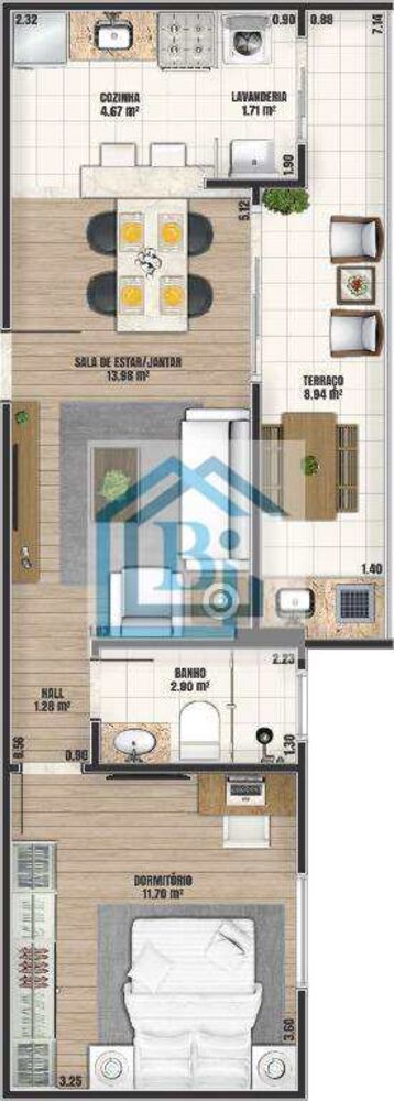 Apartamento, 2 quartos, 7121 m² - Foto 3