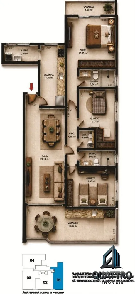 Apartamento, 3 quartos, 135 m² - Foto 3