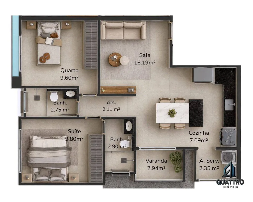 Apartamento, 2 quartos, 61 m² - Foto 5