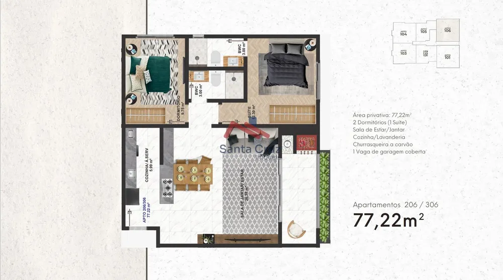 Apartamento, 2 quartos, 77 m² - Foto 11
