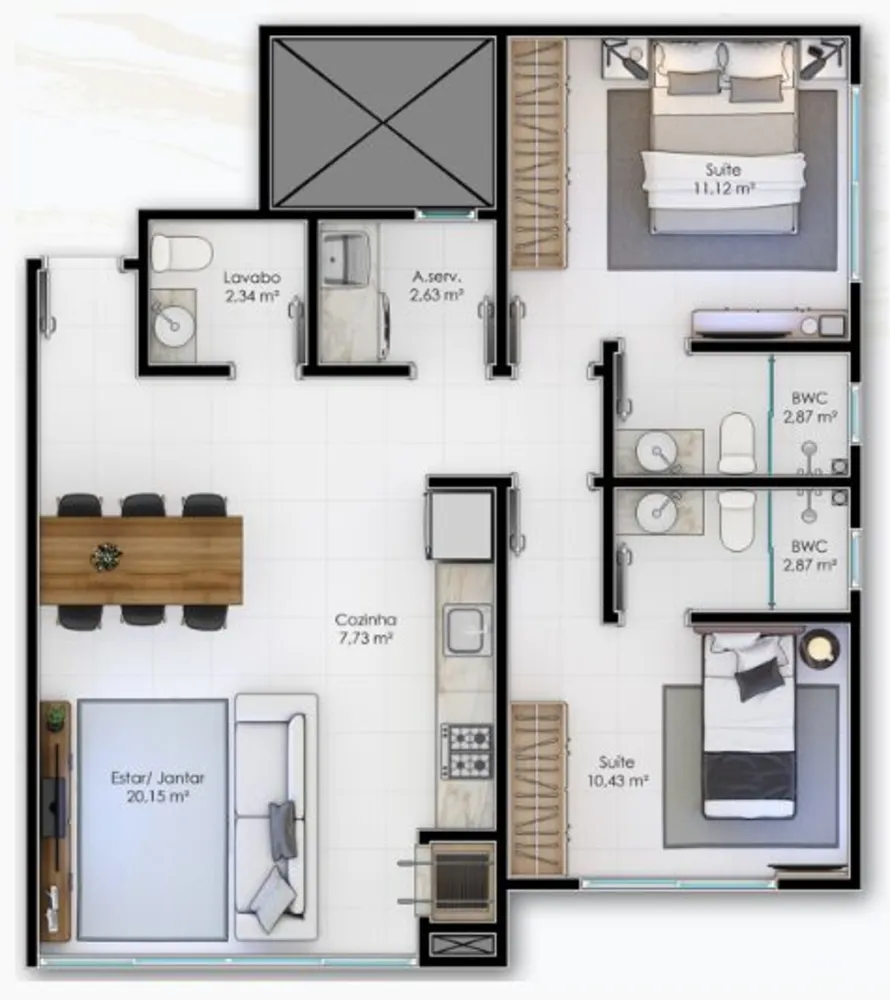 Apartamento, 2 quartos, 71 m² - Foto 2