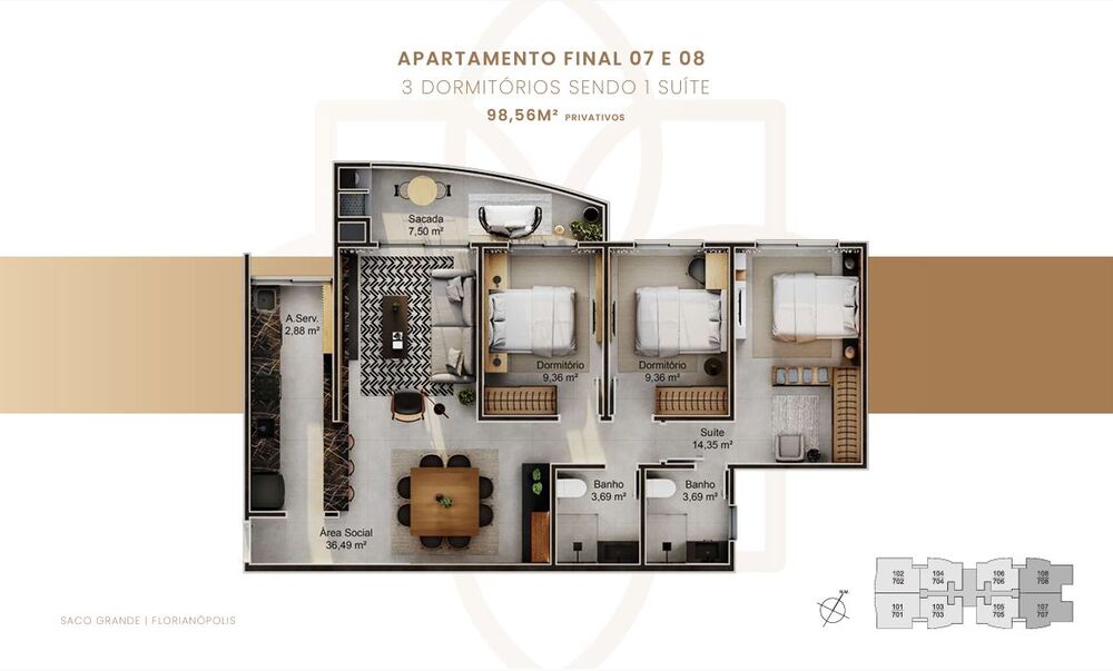 Apartamento, 2 quartos, 75 m² - Foto 1