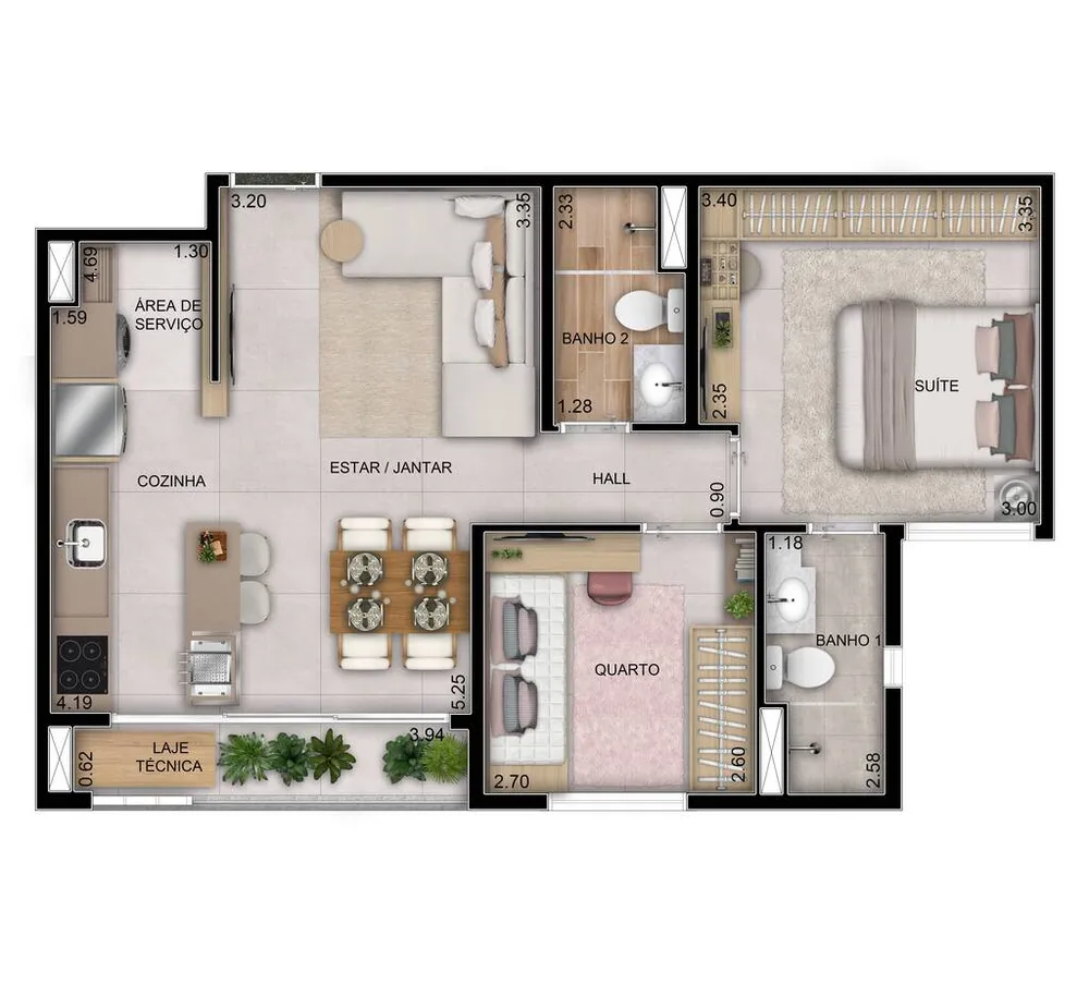 Apartamento, 3 quartos, 61 m² - Foto 1