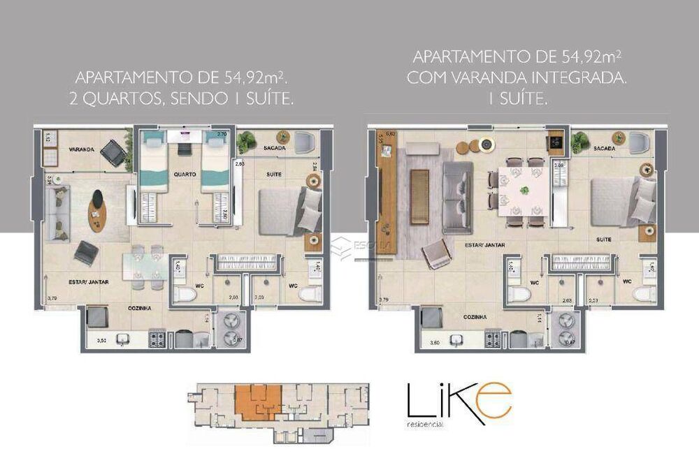 Apartamento à venda com 2 quartos, 54m² - Foto 6