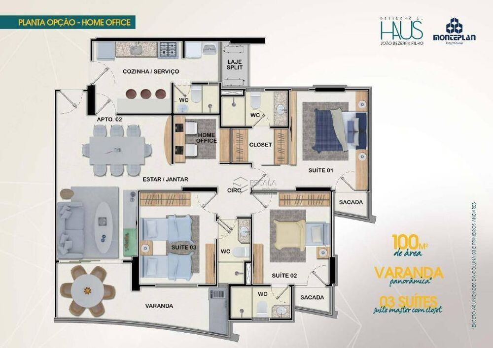 Apartamento, 3 quartos, 100 m² - Foto 3