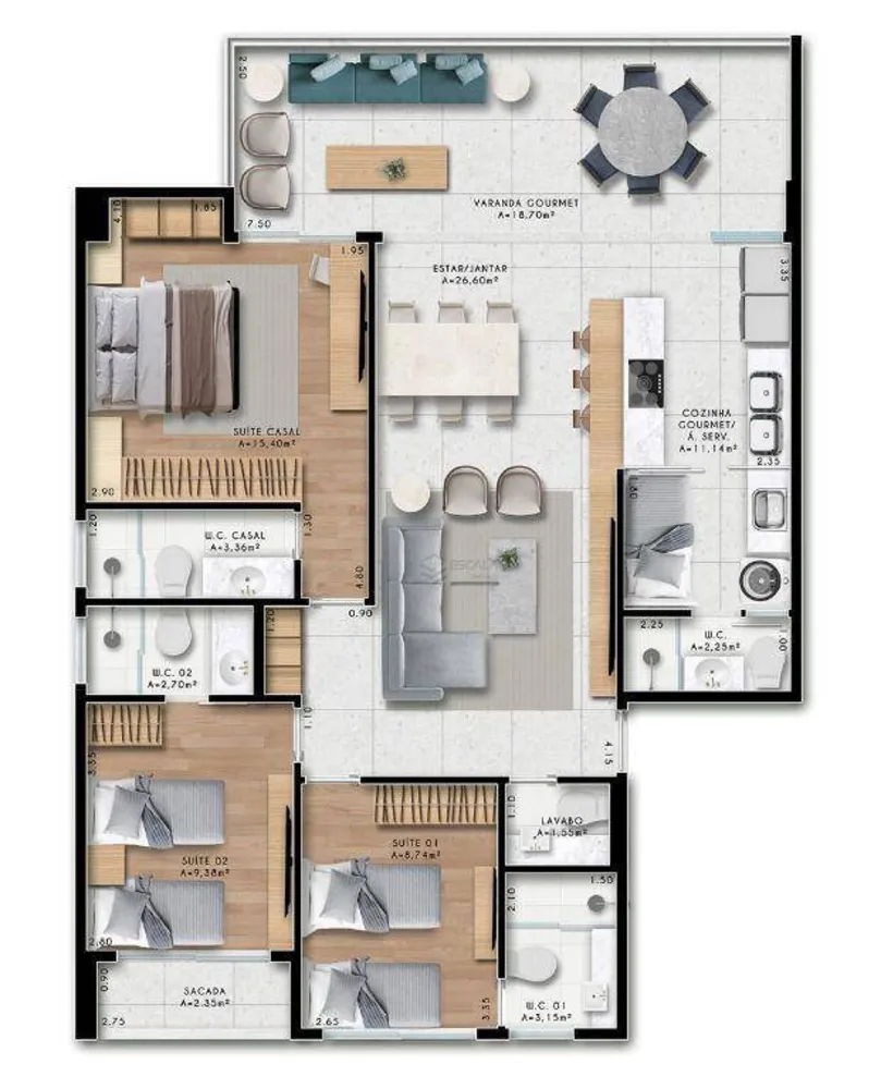 Cobertura, 4 quartos, 115 m² - Foto 7