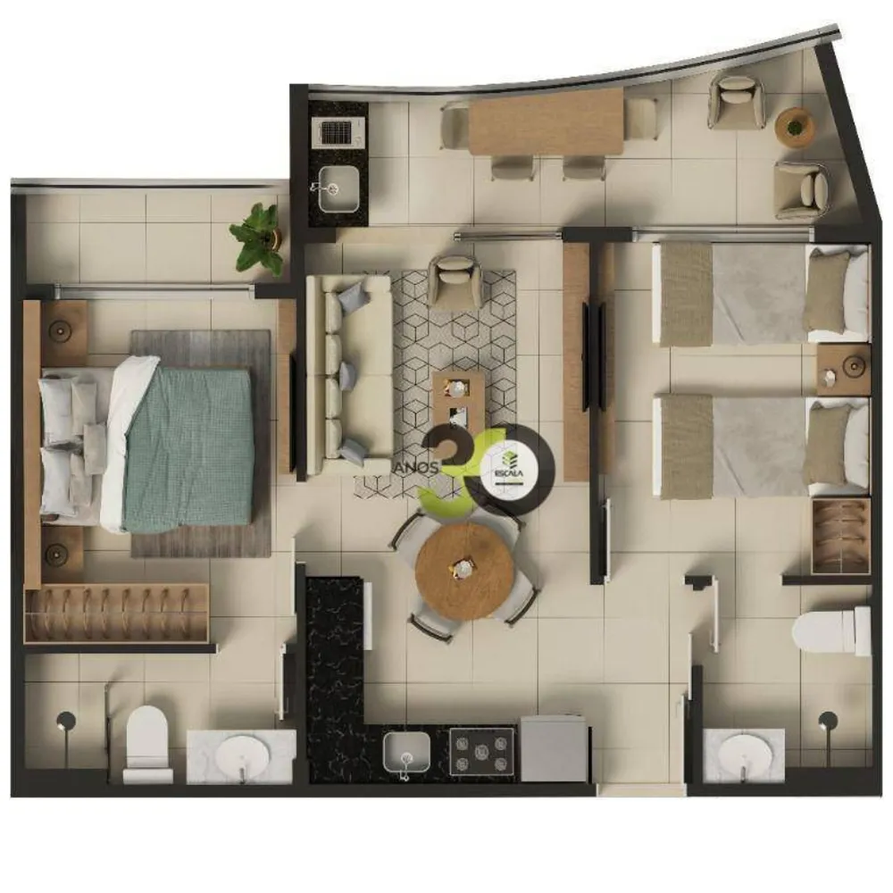 Apartamento, 2 quartos, 49 m² - Foto 1
