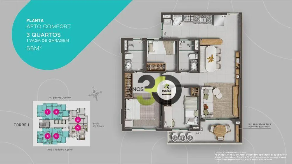 Apartamento, 3 quartos, 66 m² - Foto 4