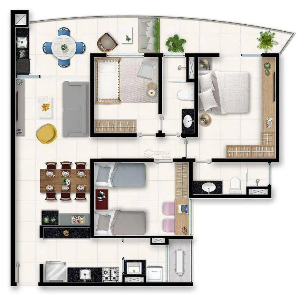 Apartamento, 3 quartos, 90 m² - Foto 3