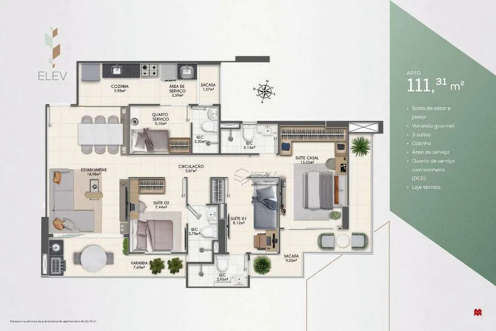 Apartamento, 3 quartos, 105 m² - Foto 3