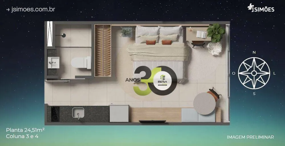 Apartamento, 1 quarto, 44 m² - Foto 1