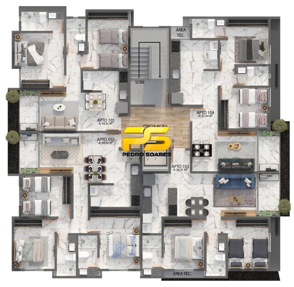 Apartamento à venda com 3 quartos, 69m² - Foto 3