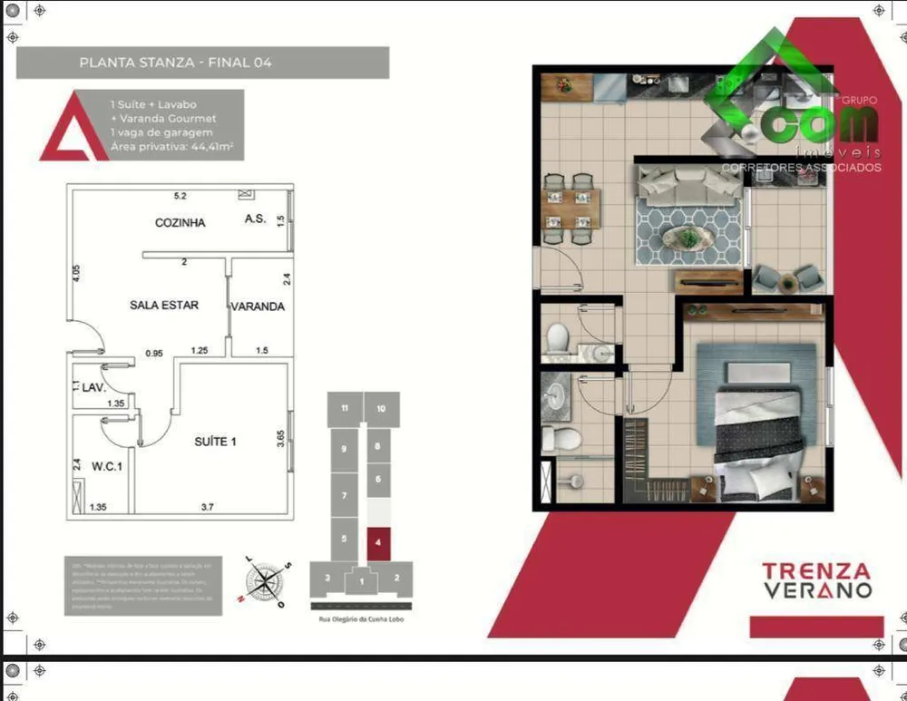 Apartamento, 1 quarto, 44 m² - Foto 1