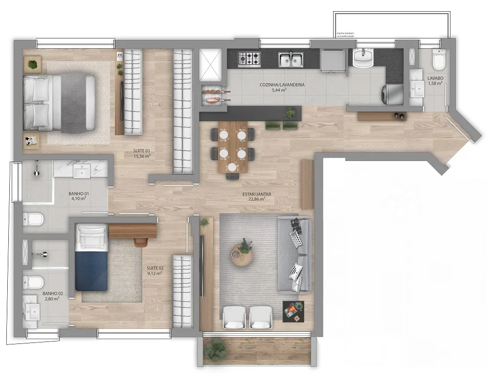 Apartamento, 2 quartos, 78 m² - Foto 2