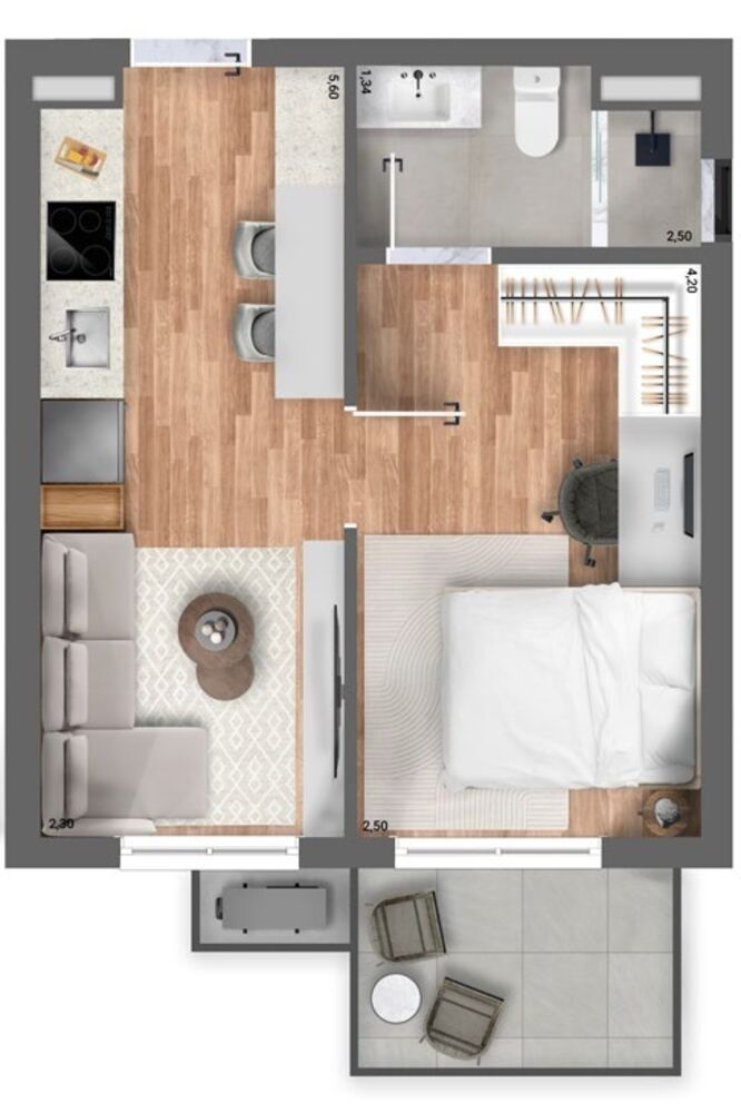 Apartamento à venda com 1 quarto, 35m² - Foto 4