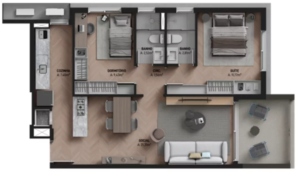Apartamento, 2 quartos, 164 m² - Foto 7