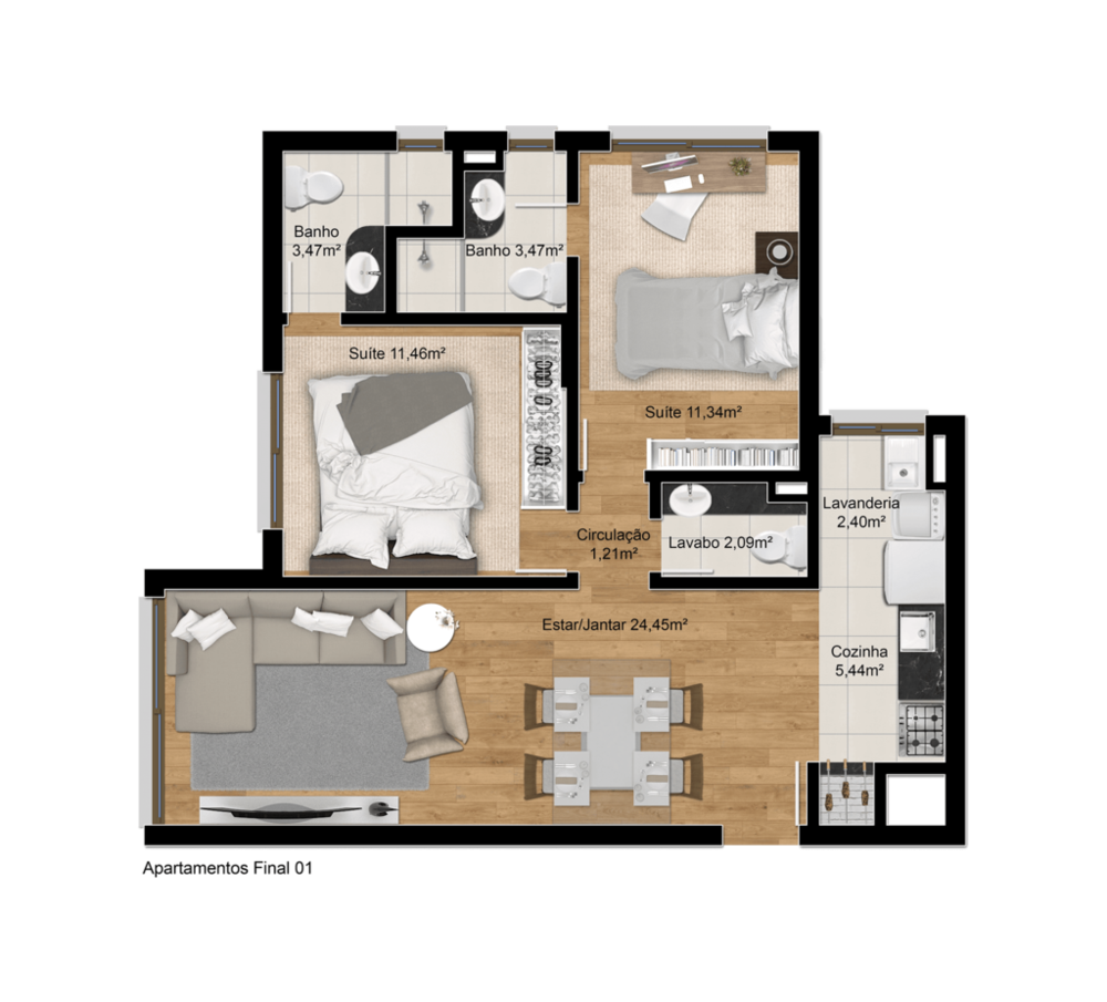 Apartamento, 2 quartos, 67 m² - Foto 38