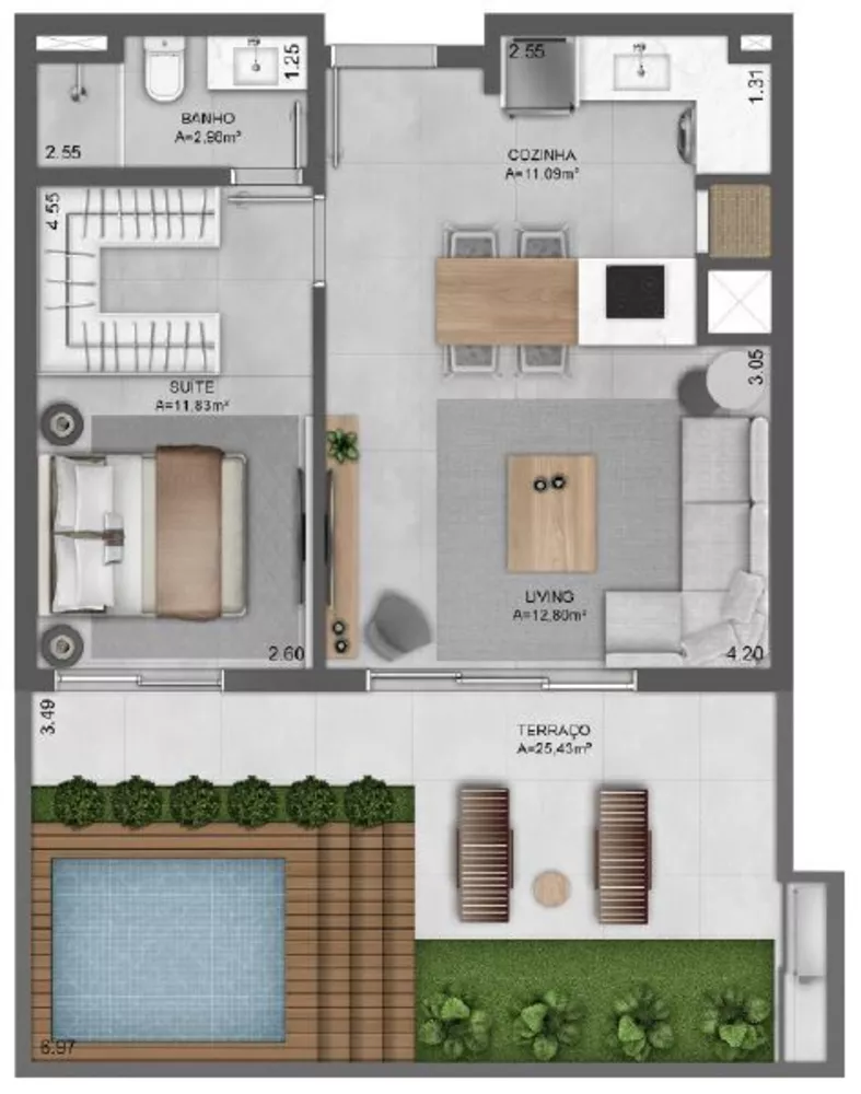 Apartamento, 1 quarto, 47 m² - Foto 2