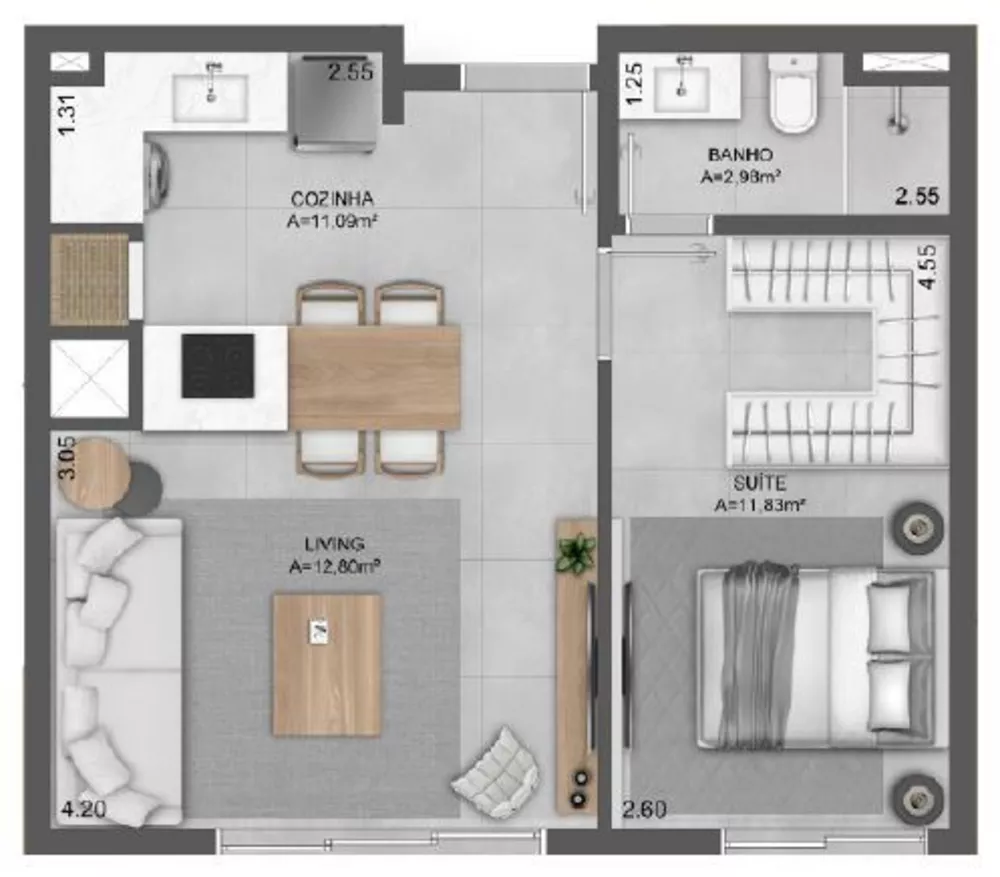 Apartamento, 1 quarto, 47 m² - Foto 4