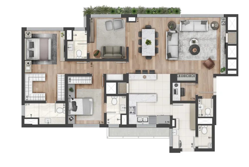 Apartamento, 3 quartos, 170 m² - Foto 1