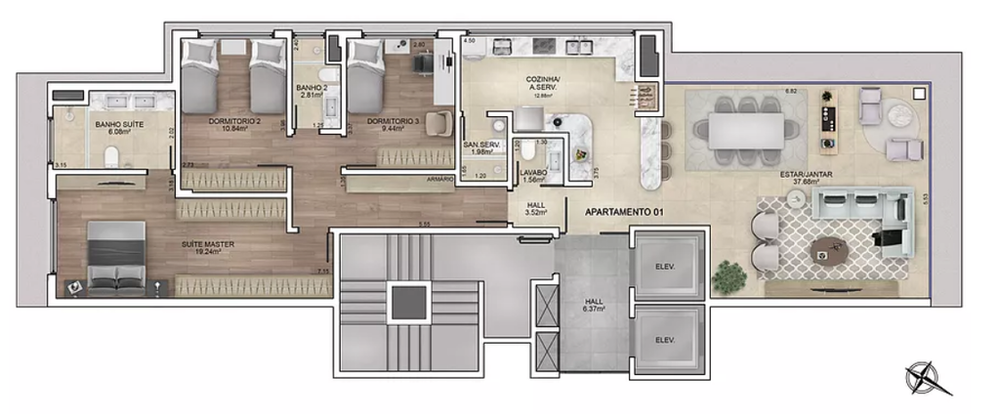 Apartamento, 3 quartos, 129 m² - Foto 4