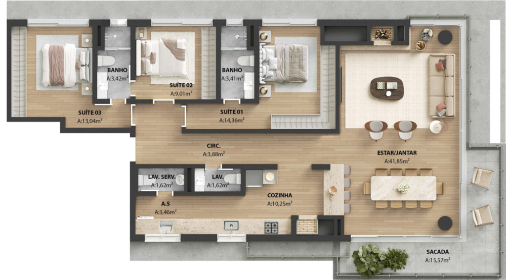 Apartamento à venda com 3 quartos, 153m² - Foto 7