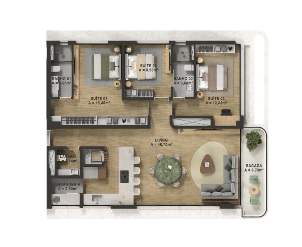 Apartamento, 3 quartos, 166 m² - Foto 3
