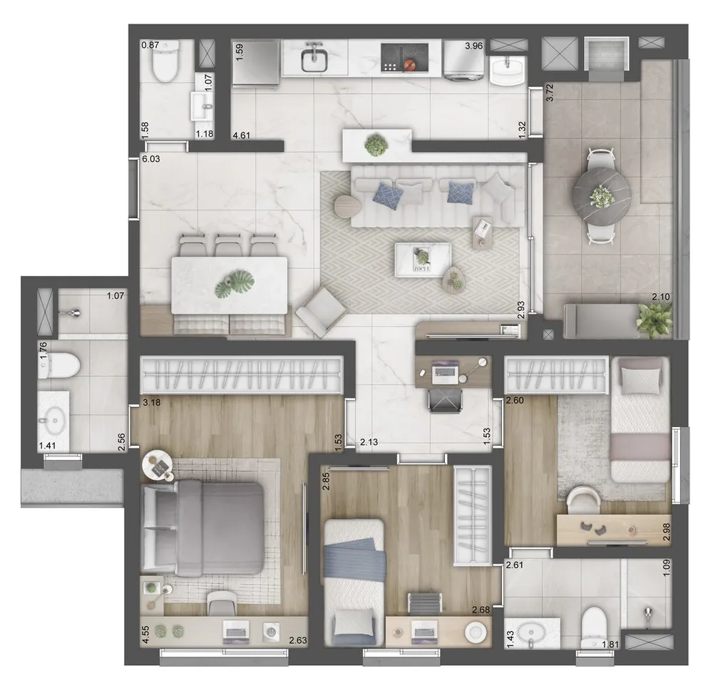 Apartamento, 3 quartos, 90 m² - Foto 2