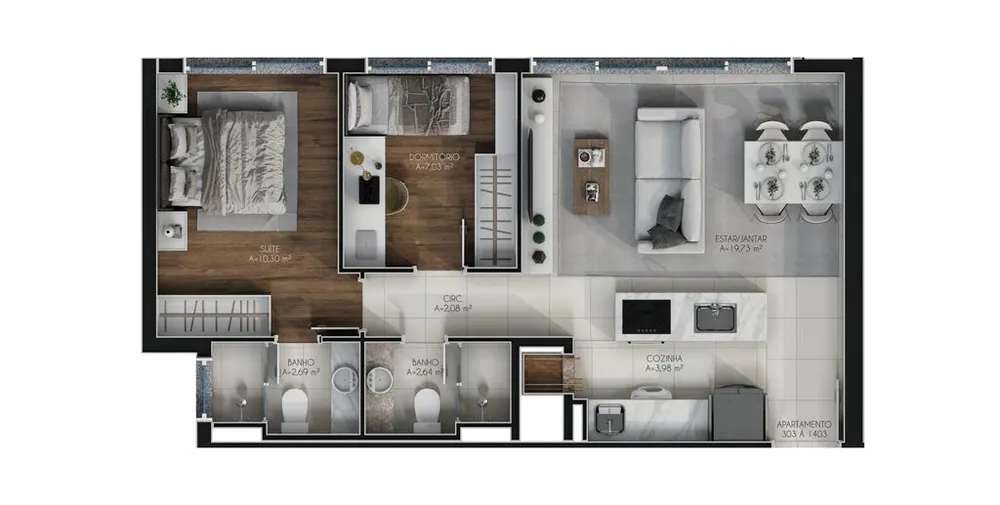 Apartamento, 2 quartos, 63 m² - Foto 1