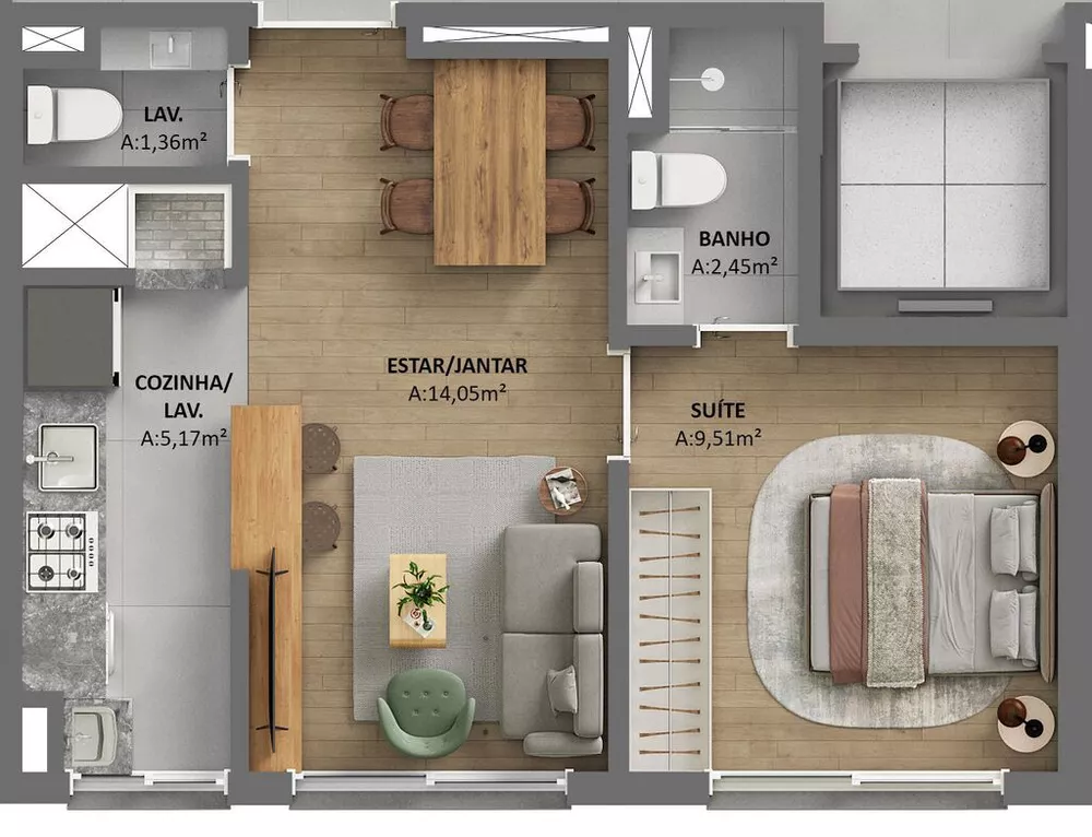 Apartamento, 1 quarto, 59 m² - Foto 19