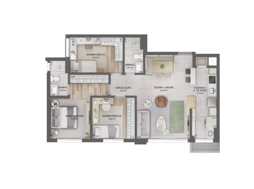 Apartamento, 2 quartos, 72 m² - Foto 2