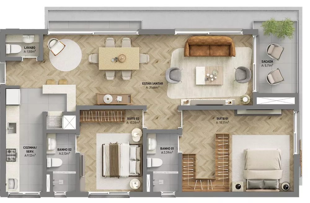 Apartamento, 2 quartos, 102 m² - Foto 6