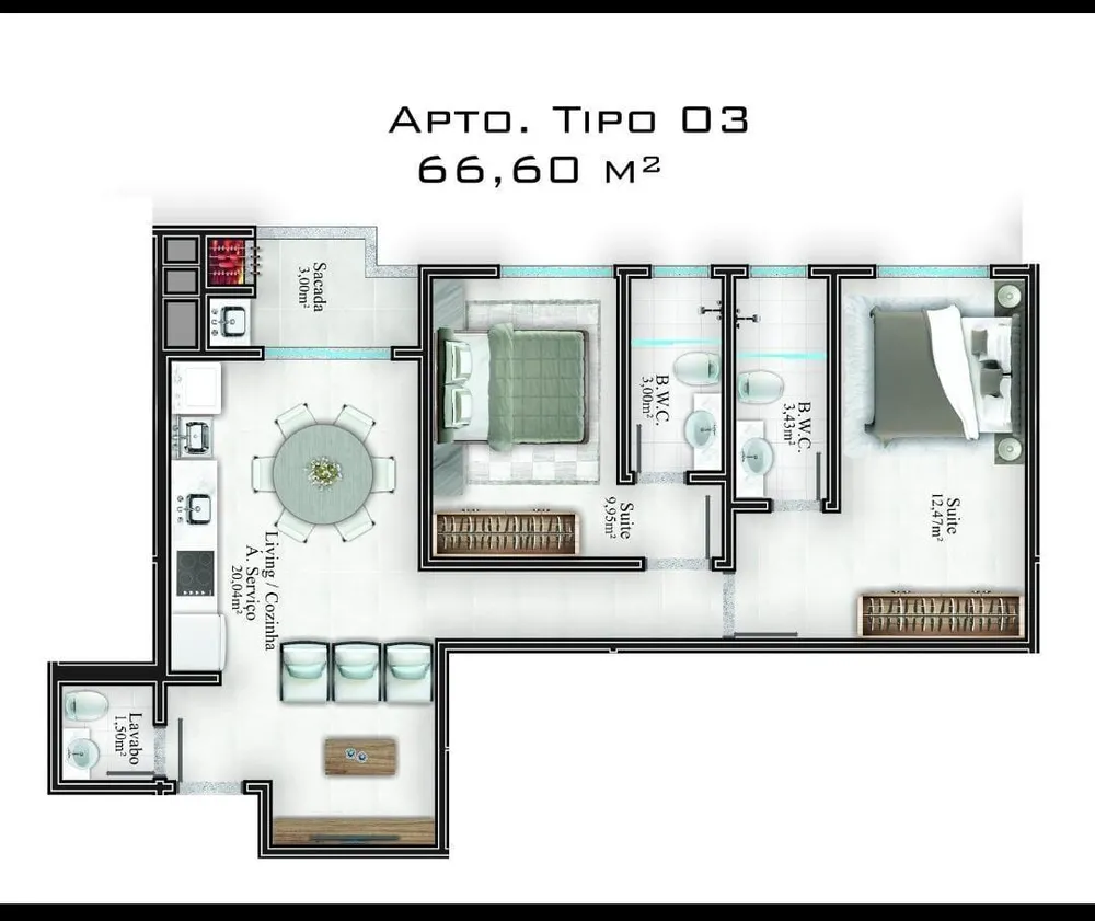 Apartamento, 2 quartos, 66 m² - Foto 11