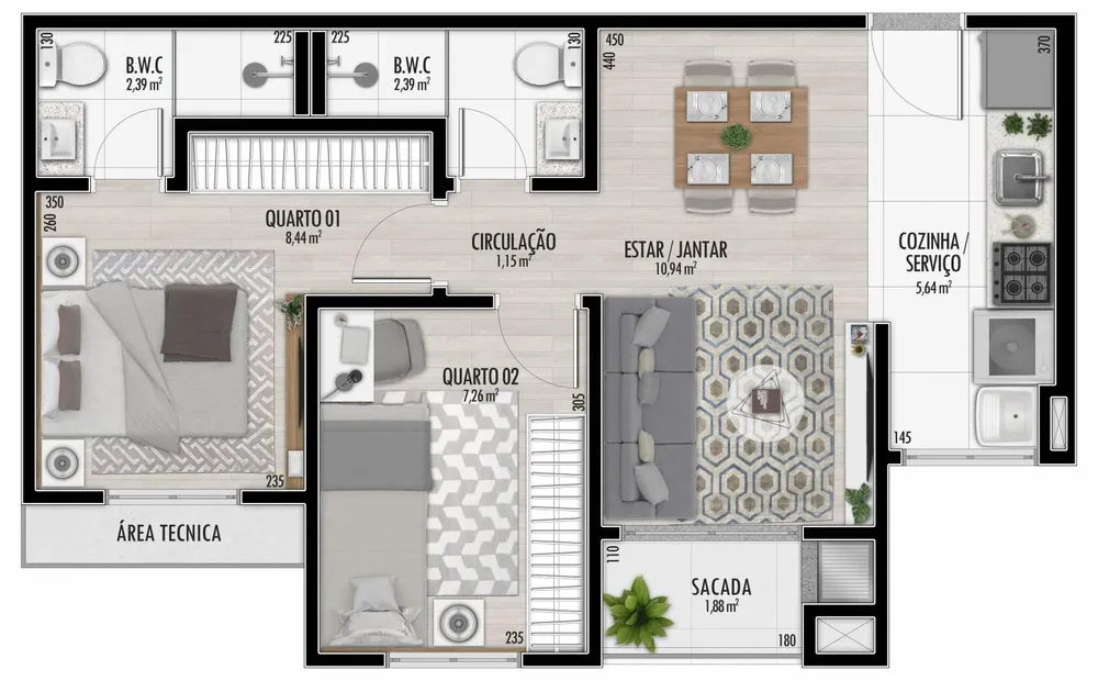 Apartamento, 2 quartos, 43 m² - Foto 5