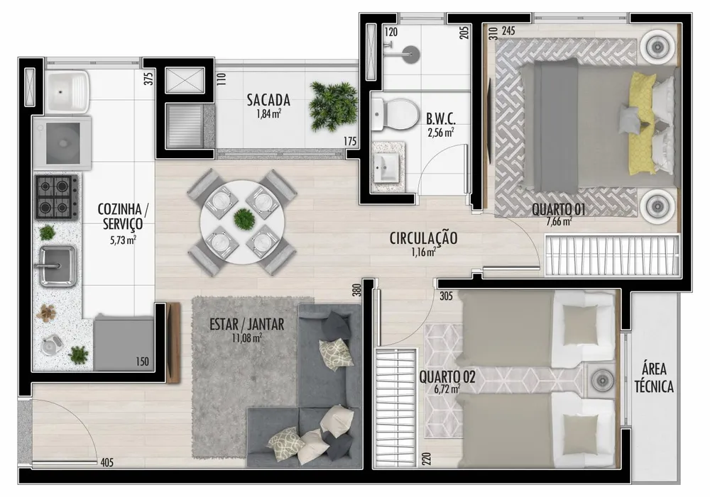 Apartamento, 2 quartos, 43 m² - Foto 7