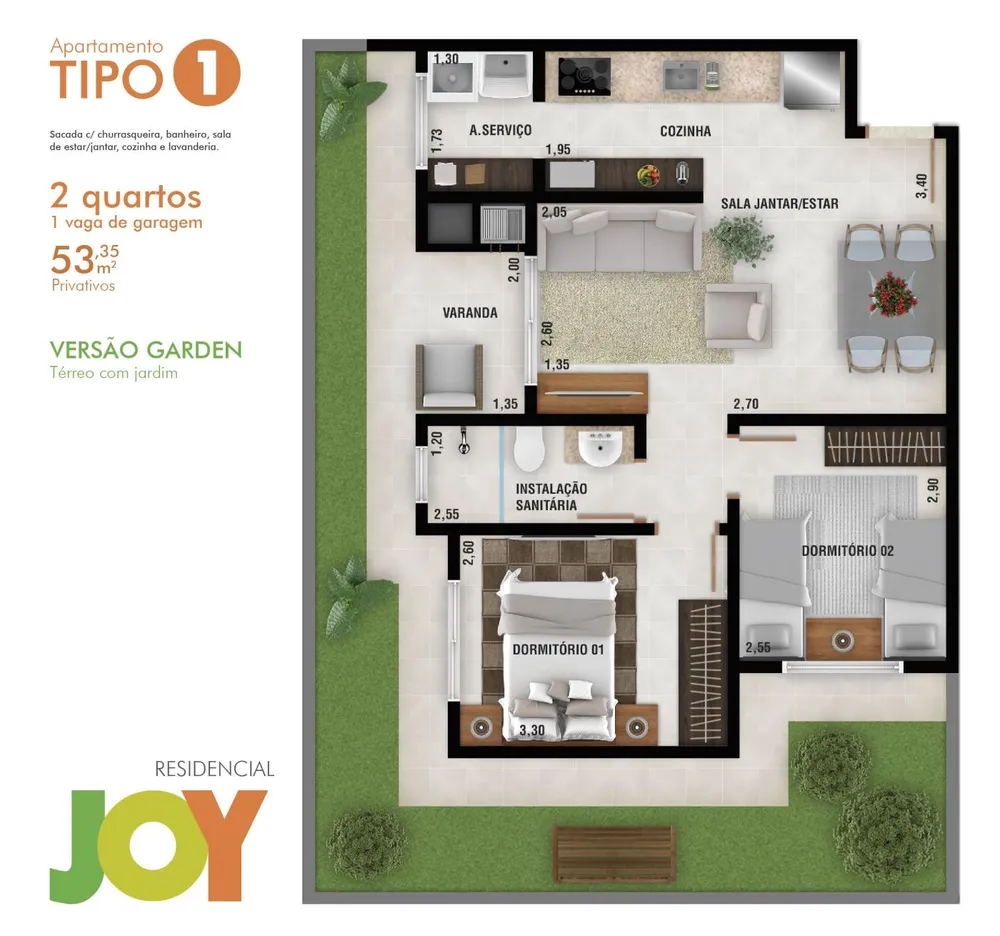 Apartamento, 2 quartos, 53 m² - Foto 2