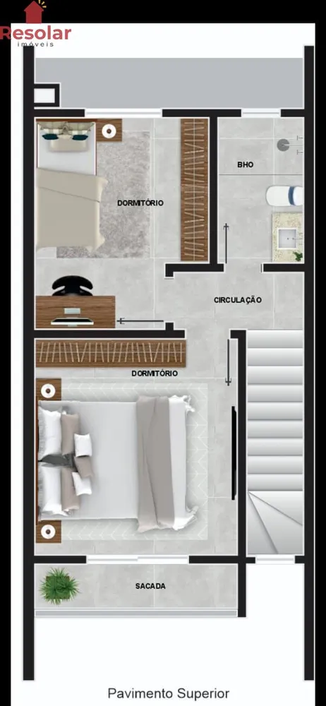 Sobrado, 2 quartos, 65 m² - Foto 3
