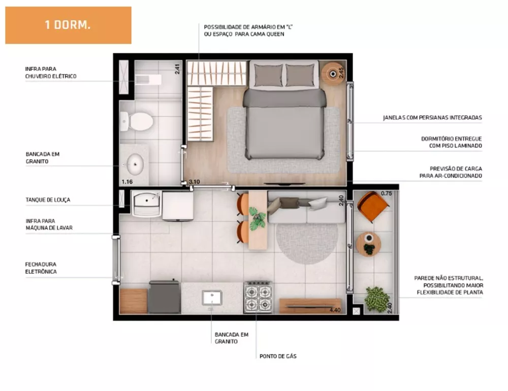 Apartamento, 2 quartos, 36 m² - Foto 1