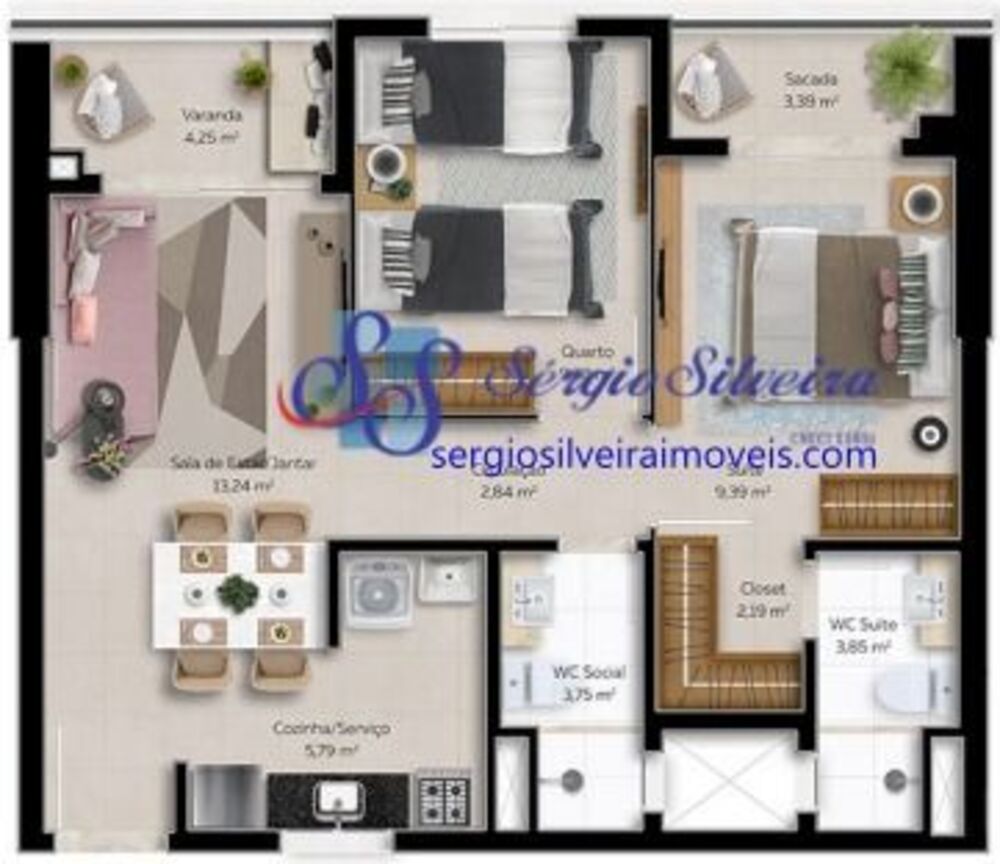 Apartamento, 2 quartos, 58 m² - Foto 1