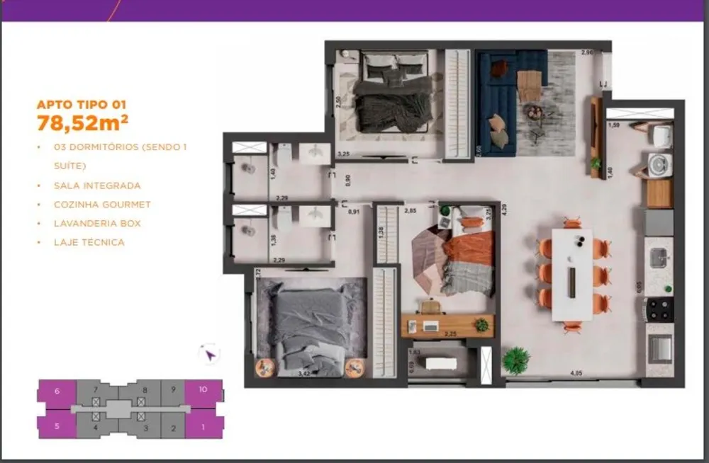 Apartamento, 3 quartos, 78 m² - Foto 3